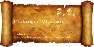 Plakinger Vladimir névjegykártya